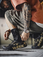 MADEN Men's Black Grey Letter Print Casual Sneakers thumbnail