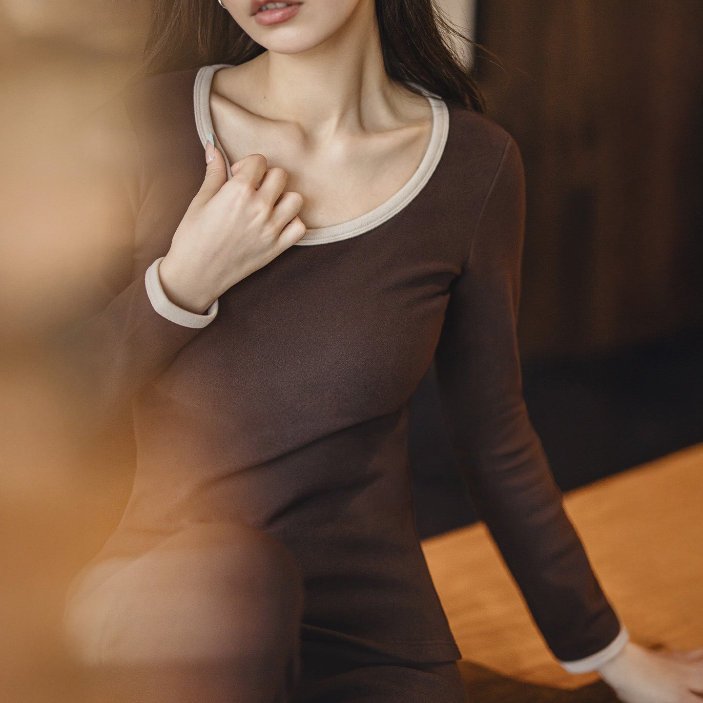 MADEN Women's Thermal Knit Base Layer Crewneck Top