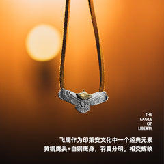 MADEN Brass Feather Eagle Pendant Necklace