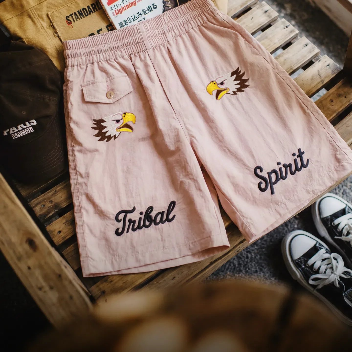 MADEN Tribal Embroidery Beach Shorts
