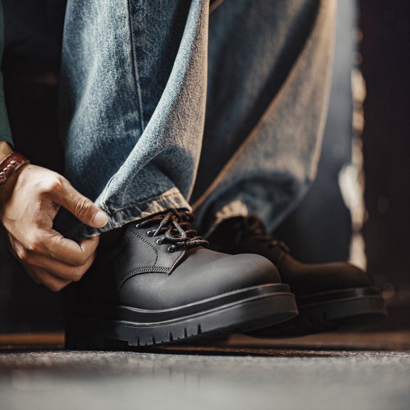 MADEN Matt schwarze Derby-Schuhe
