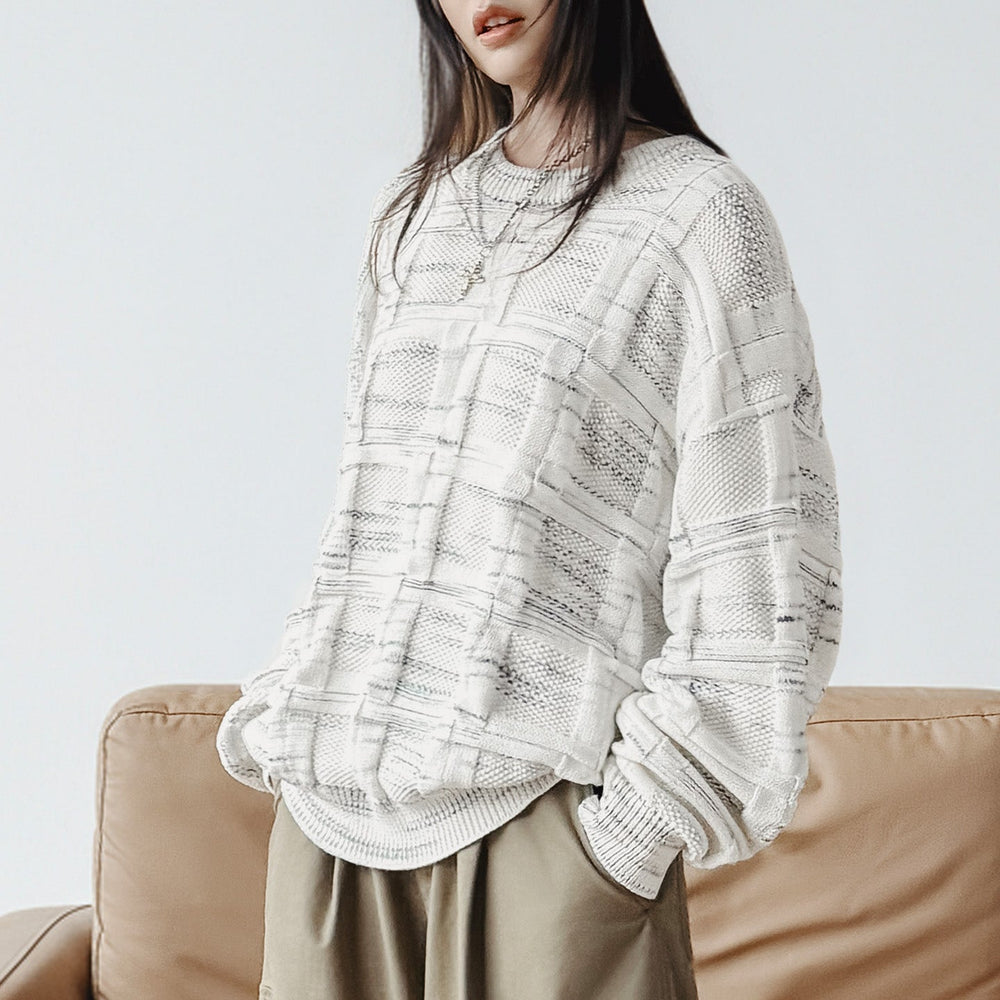 MADEN Textured Colorblock Jacquard Sweater