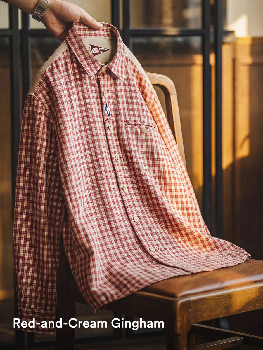 MADEN Men's Solid Color Cotton Button-Down Shirt