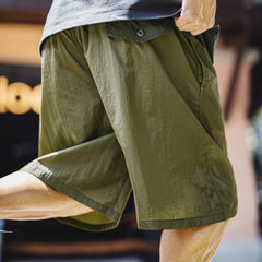 MADEN Olive Wide Leg Athletic Shorts