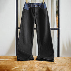 MADEN Color-Blocked High-Waist Flared Denim Jeans