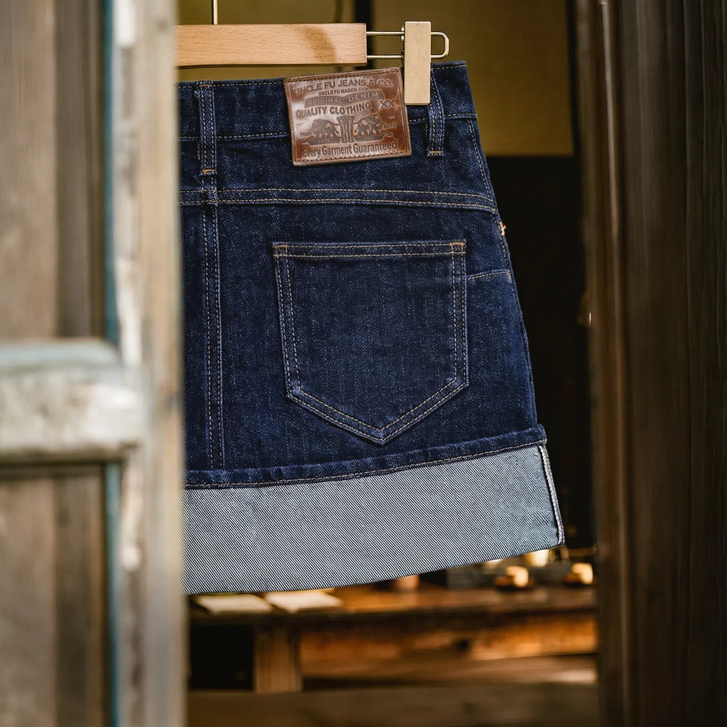 MADEN Women's Selvedge Denim Mini Skort