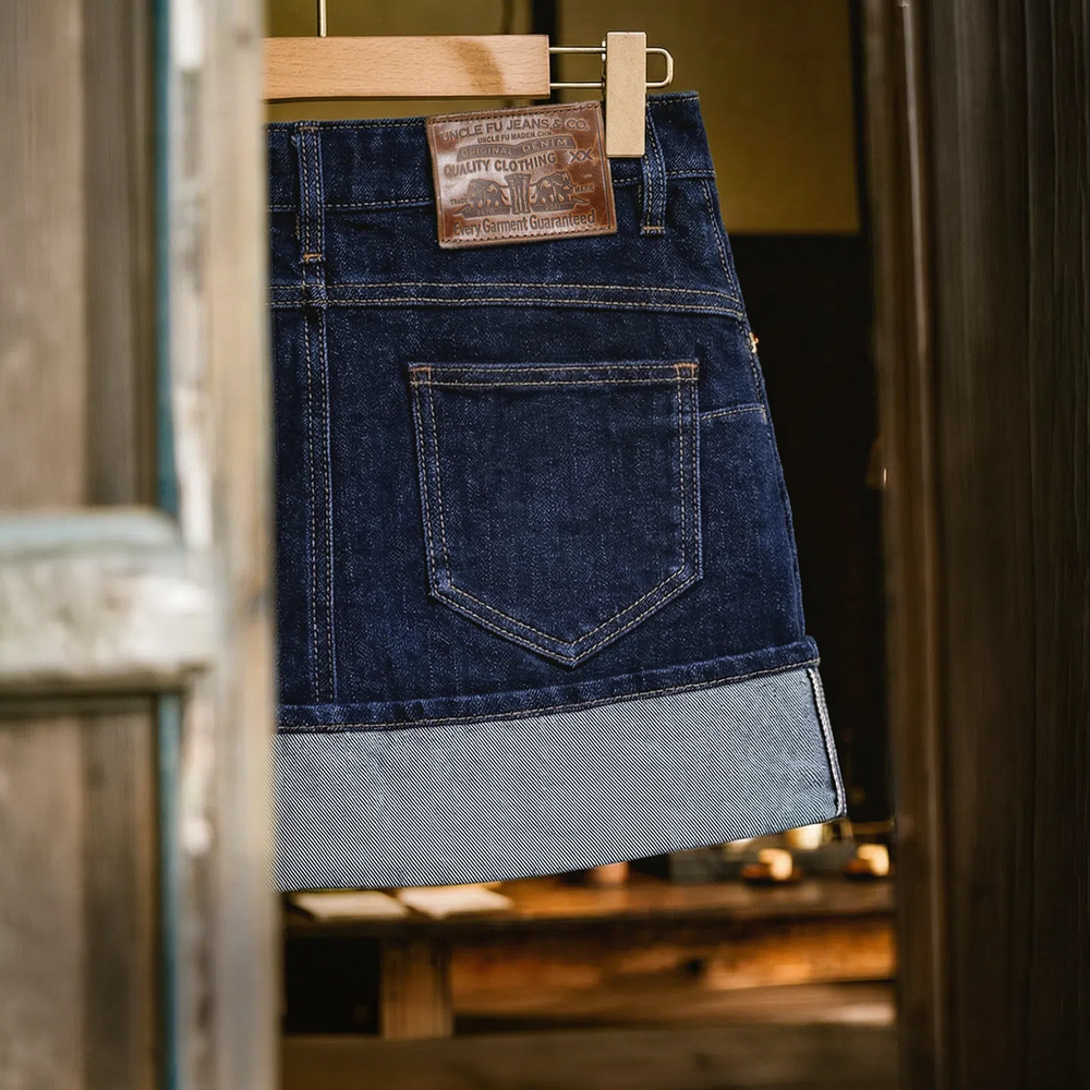 MADEN Women's Selvedge Denim Mini Skort