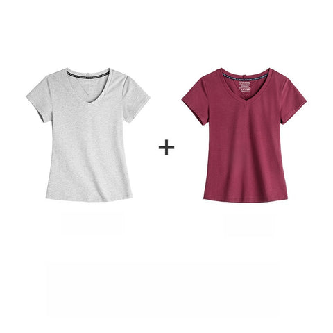 MADEN Women's V-Neck Slim Fit Knit Tee