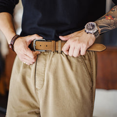 MADEN Genuine Cowhide Leather Single Prong Belt
