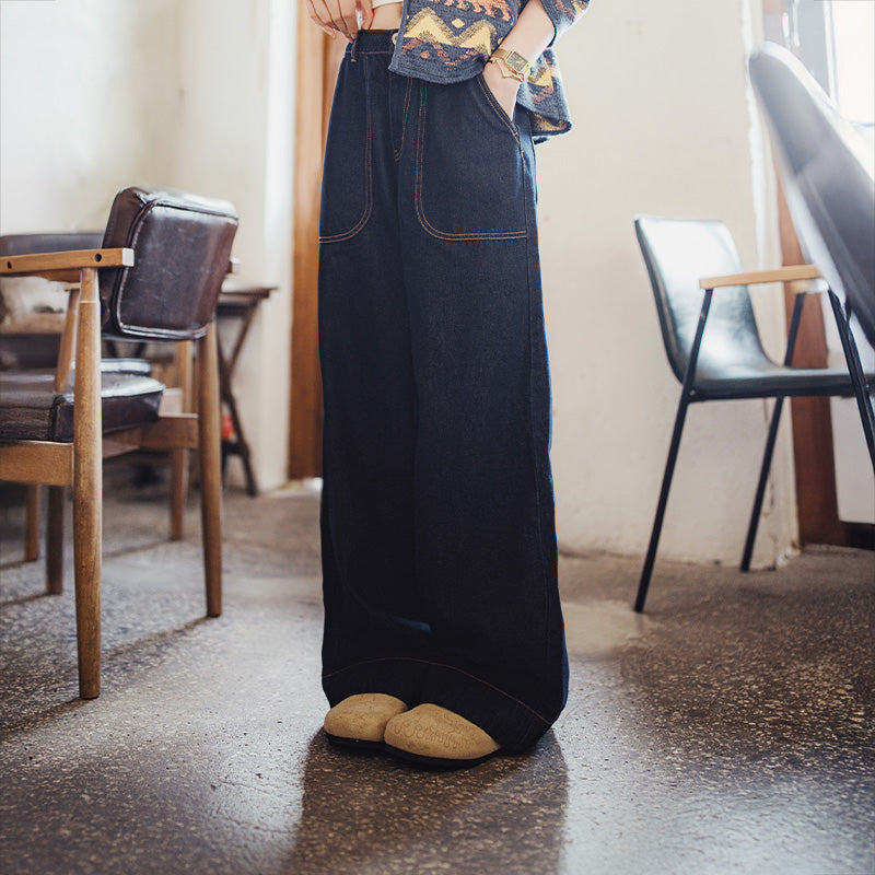 MADEN Paris Buckle Wide-Leg Denim Jeans