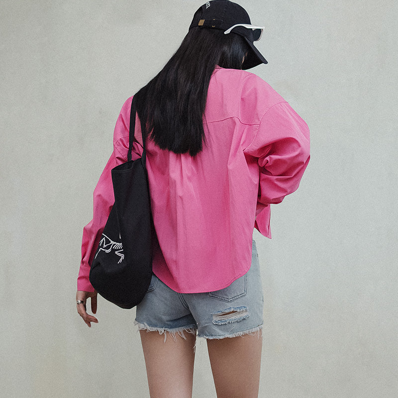MADEN Women's Vintage Pink Oversized Shirt