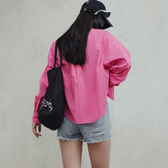 MADEN Women's Vintage Pink Oversized Shirt