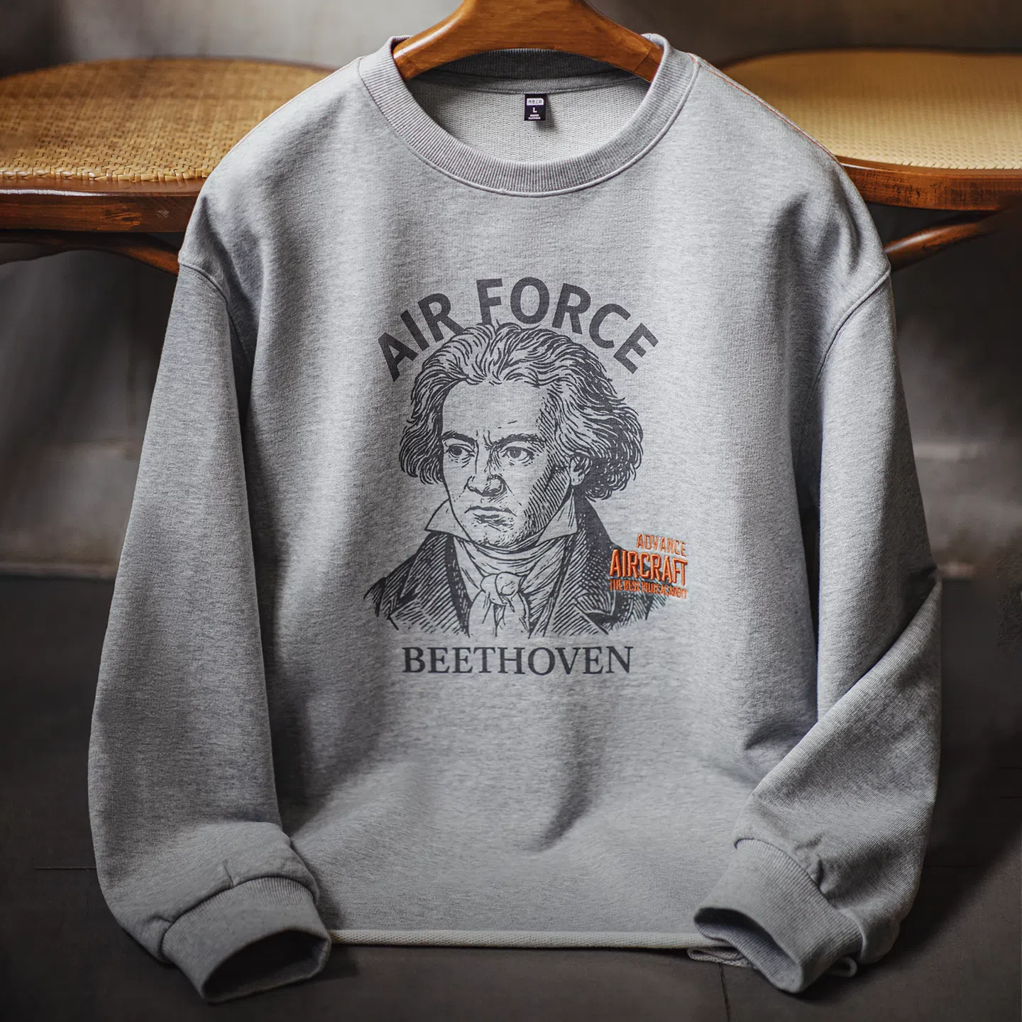 MADEN Rolled Hem Printed Sweatshirt- Cotton 100%