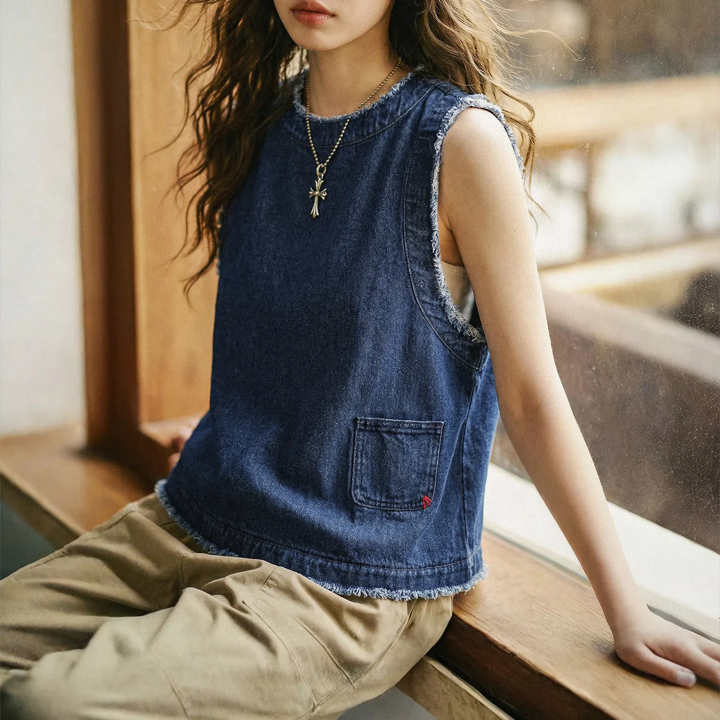 MADEN Women’s Retro Denim Vest