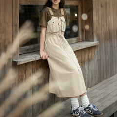MADEN Women's Cargo Overall Dress