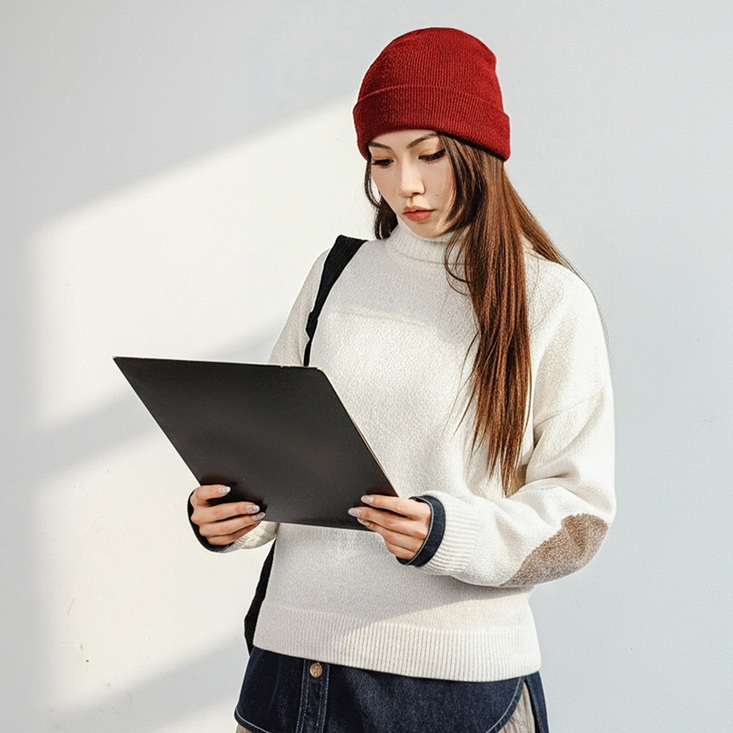 MADEN Chenille High Neck Chunky Knit Sweater