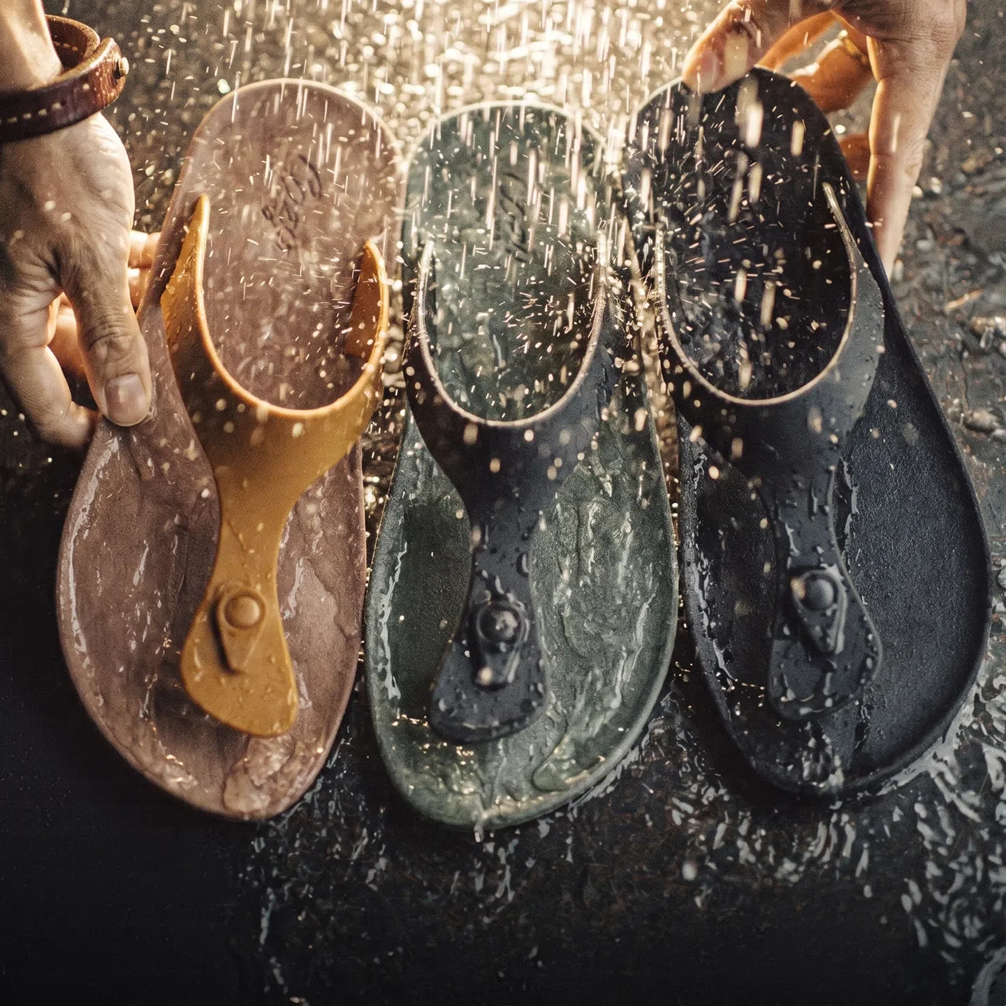 MADEN Men's Retro Rubber Flip-Flops for Beach Wear