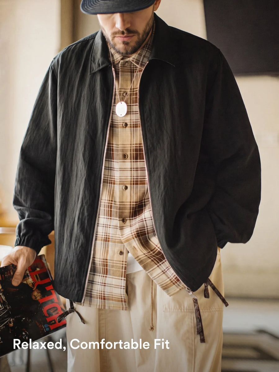 MADEN Men's Linen-Look Old Money Relaxed Coach Jacket