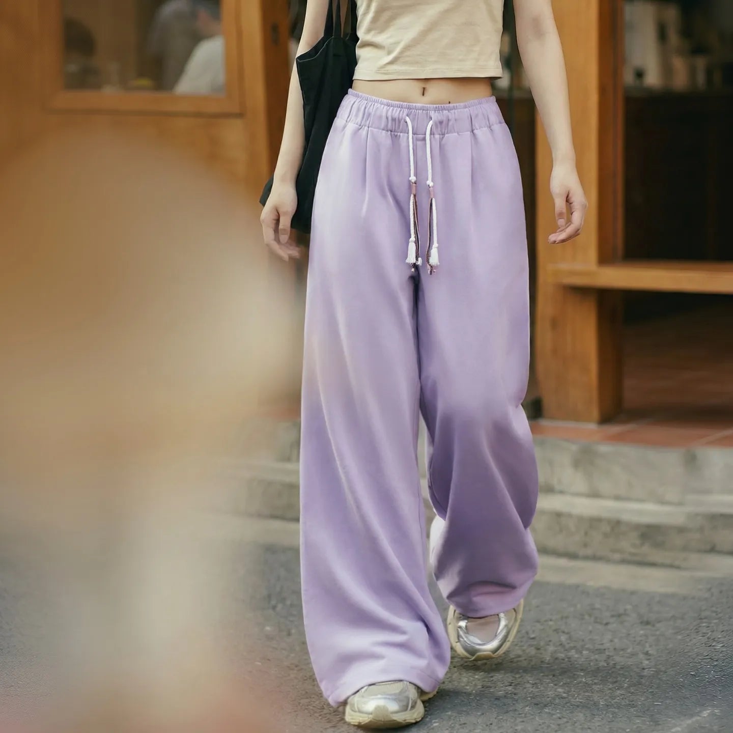 MADEN Women's Lilac Drape Wide Pants