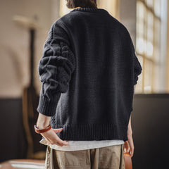 MADEN Cable Knit Heart Pattern Pullover Sweater