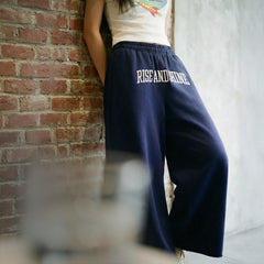MADEN Damen Weite Bein Cropped Jogginghose