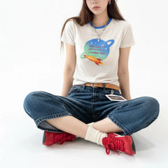 Camiseta ringer estampada de lyocell MADEN
