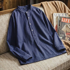 MADEN Navy Popover Shirt Cotton 100%