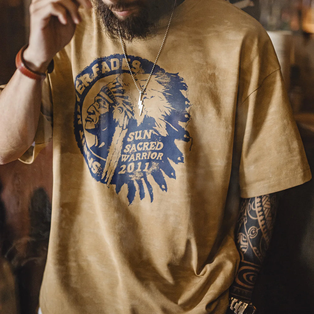 MADEN Yellow Batik Print T-Shirt