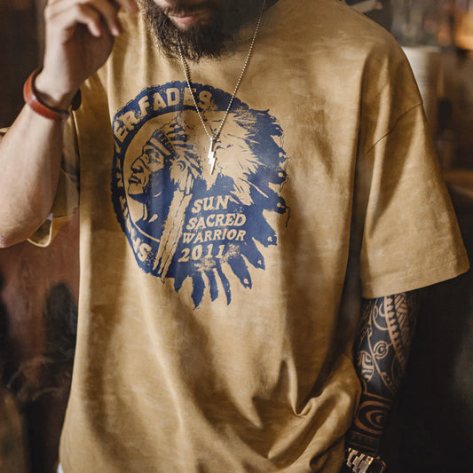 MADEN Yellow Batik Print T-Shirt