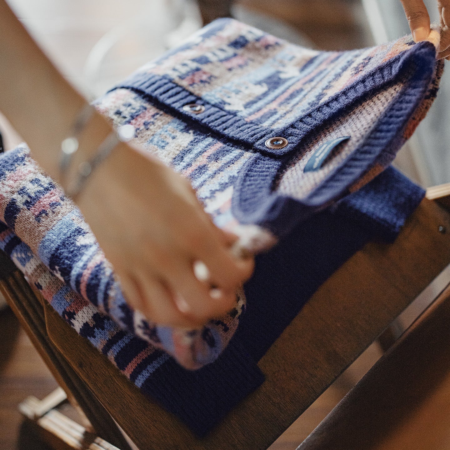 MADEN Fair Isle Jacquard Loose-Fit Knit Cardigan