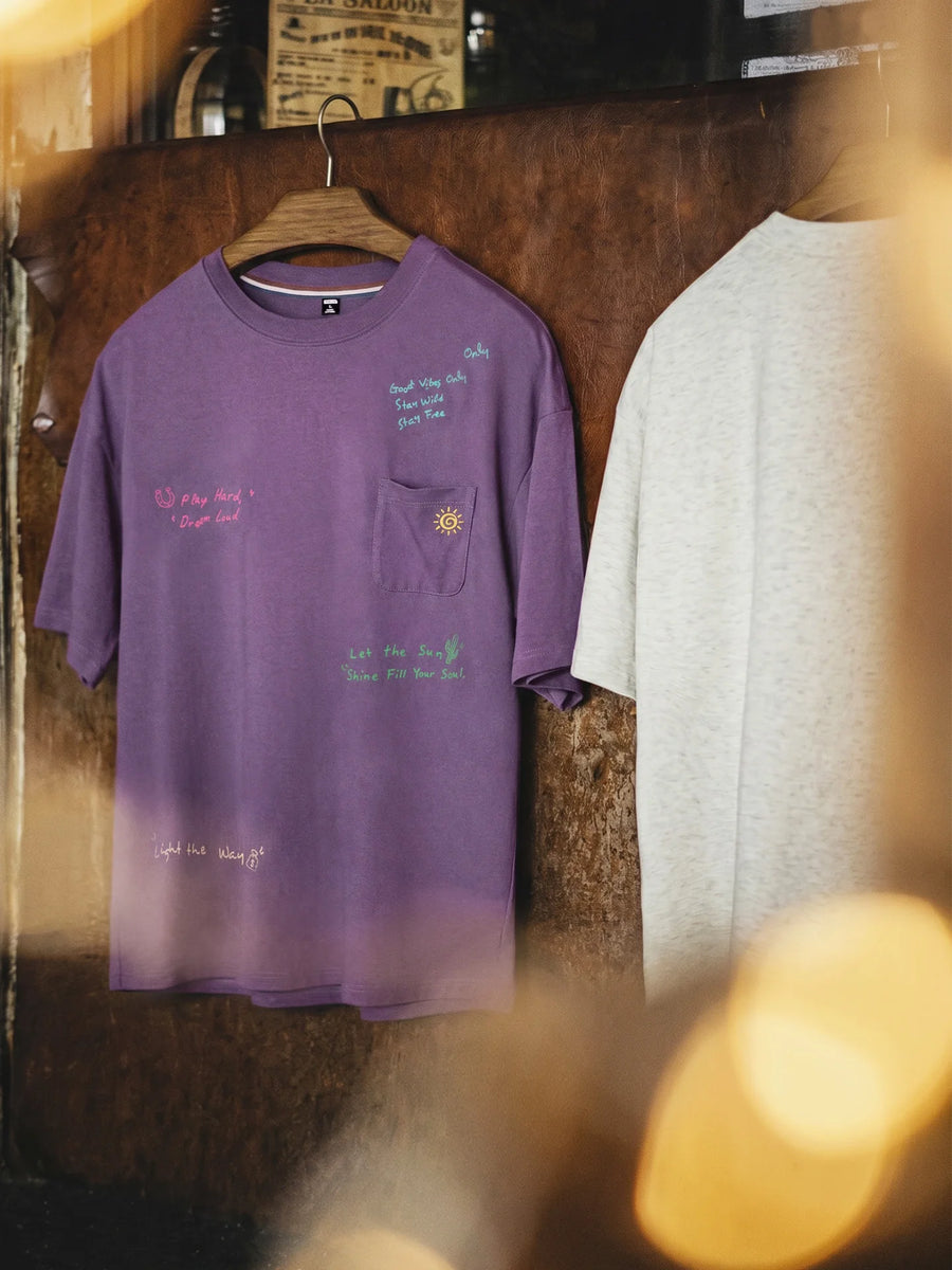 MADEN Solid Color Short Sleeve Crewneck Cotton T-Shirt