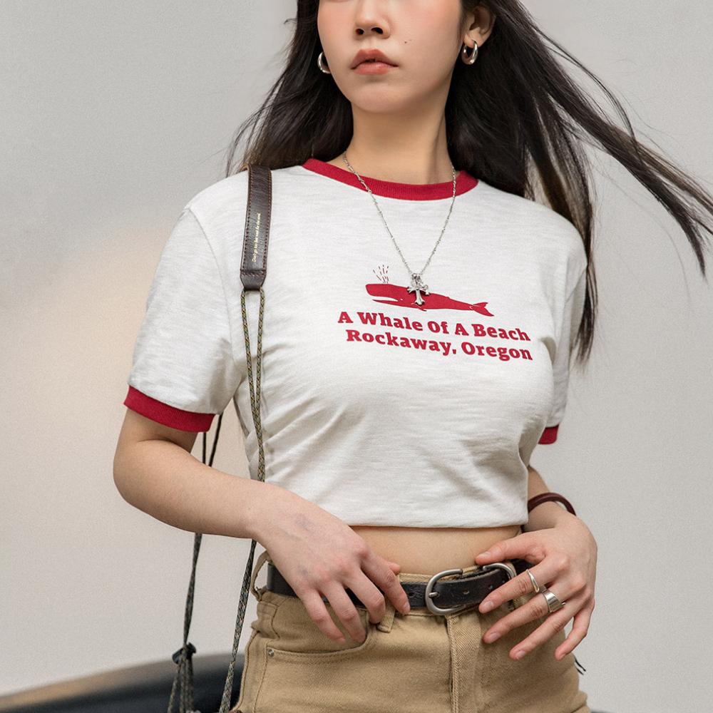 Maden Damen Freizeit T-Shirt mit Rundhals und Kontrast
