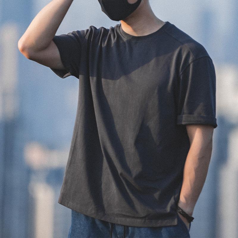 MADEN Men's Casual T-shirt Cotton 100% Basic White Black T-shirt Solid Loose Round Collar O-neck Basic Quality