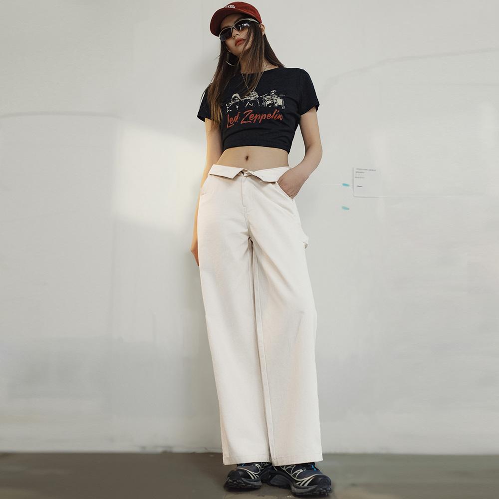 Pantalones blancos de pierna recta - cargo versátil de peso pesado Maden