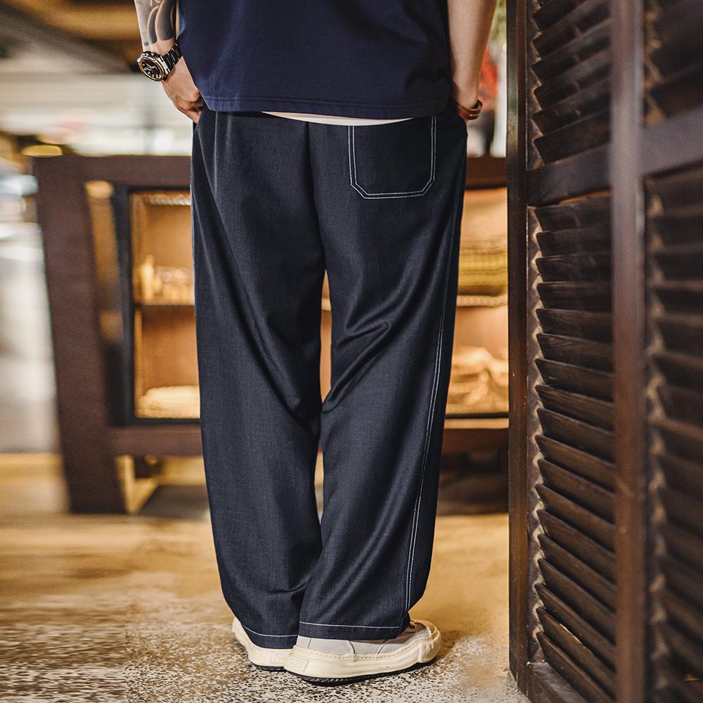 MADEN Herren Locker sitzende Kordelzug-Hose mit geradem Bein