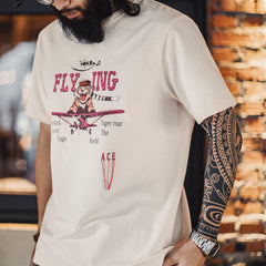 MADEN Retro Tiger Print T-Shirt aus schwerer Baumwolle