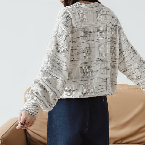 MADEN Strukturierter Colorblock-Jacquard-Pullover 