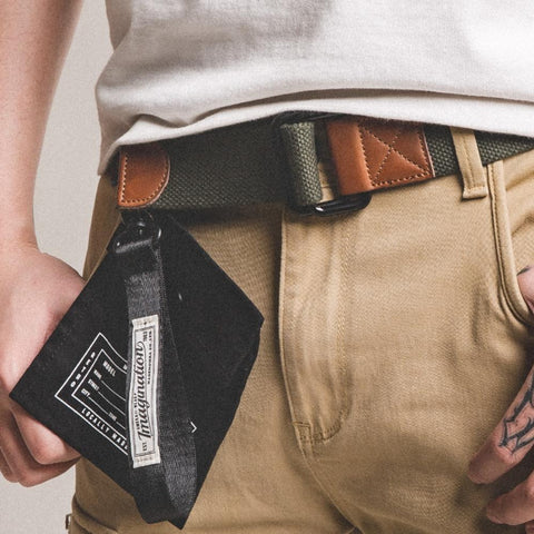 MADEN Retro Nylon Canvas Belt – Double Ring Buckle Woven Waist Belt Amekaji Style