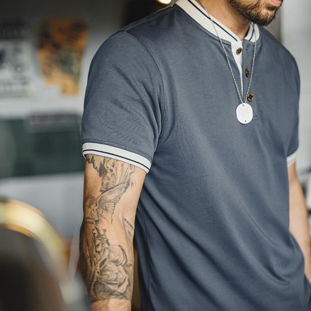 MADEN Baseball Henley T-Shirt - Cotton 100%