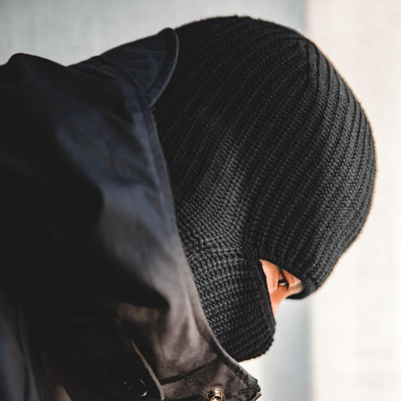 MADEN Schwerer Rippenstrick Balaclava Beanie Mütze