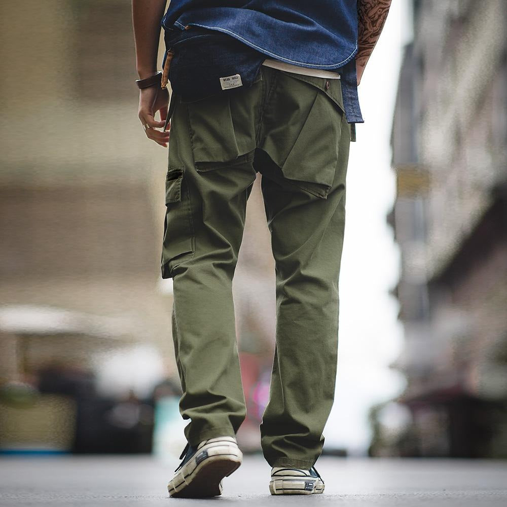 MADEN Men’s Cargo Pants – 100% Cotton Army Green Tactical Trousers