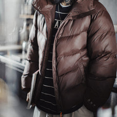 MADEN Herren Steppjacke aus schwerem Material mit Kapuze