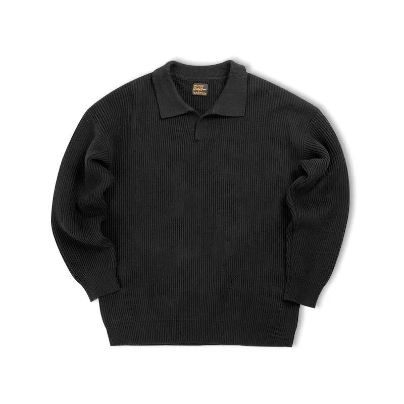 Suéter tipo polo de punto con rayas verticales para hombre MADEN