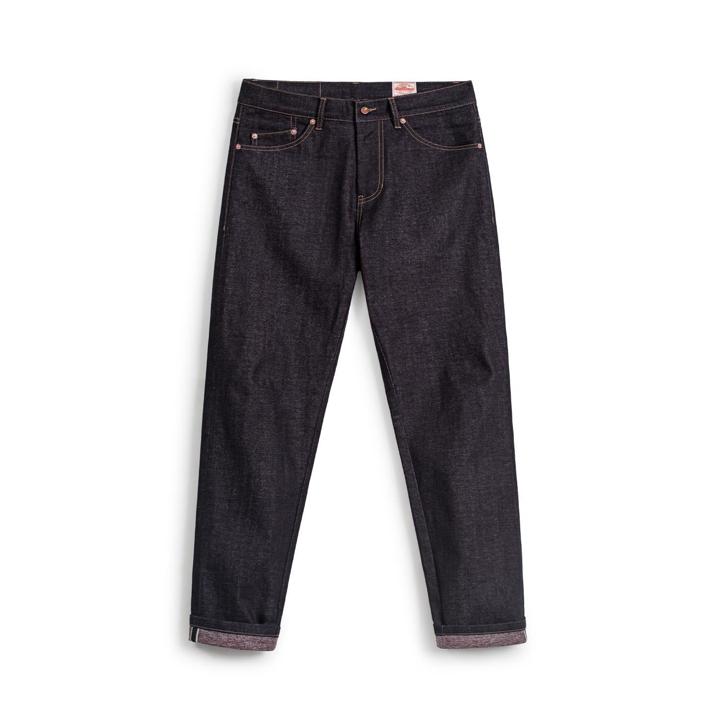 MADEN Karmesinrote Denim Jeans – Selvedge Raw Denim