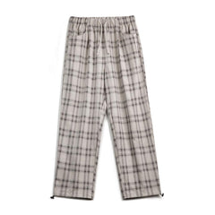 MADEN Leichtgewicht Garngefärbte Karierte Weite-Hose