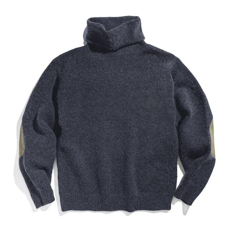 MADEN Mohair Turtleneck Sweater – Vintage Soft Knitted with Elbow Patch