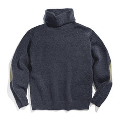 MADEN Herren Mohair Strick Pullover mit Ellbogen-Patches