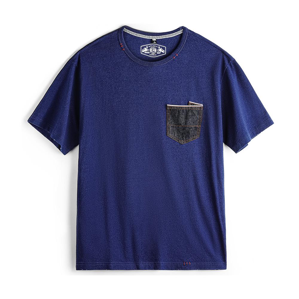 MADEN Japanisches T-Shirt aus schwerem Indigo mit Tasche