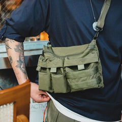 MADEN Multi-Pocket Nylon Crossbody Shoulder Bag