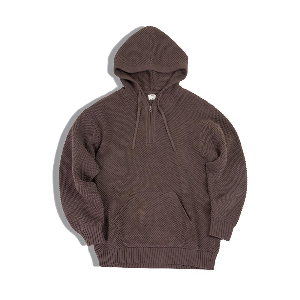 Sudadera de punto con media cremallera para hombre MADEN – Suéter grueso y casual con capucha y diseño de piña